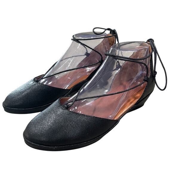 Gentle Souls Women's Leather Wedge Ballet Nerissa Ghillie Size 8 in Black - Picture 2 of 8